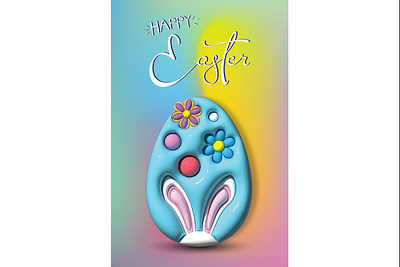 3D Joyful Easter Egg 3d easter card 3d egg 3d vector egg bunny rabbit design e card easter easter bunny easter card egg flowers graphic design happy easter illustration joyful egg vector