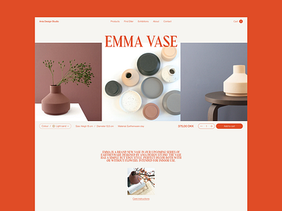 Decor & Interior Design Studio Concept atmospheric authentic bright ceramics clay concept decor design ecommerce elegant home inspiration interior minimal product card shop typography ui vase webdesig