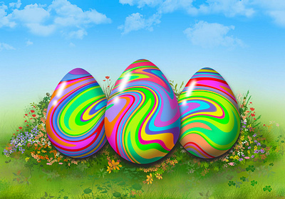 Colorful Easter E-Card 3d e card 3d egg design easter e card easter eggs eggs