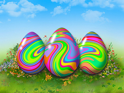 Colorful Easter E-Card 3d e card 3d egg design easter e card easter eggs eggs