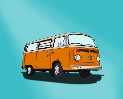 VW Bulli bulli car illustration oldtimer orange vector vw