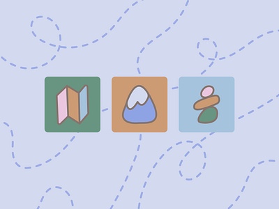 Hiking icons cute graphic design hiking icon illustration logo map mountain nature playful rocks vector