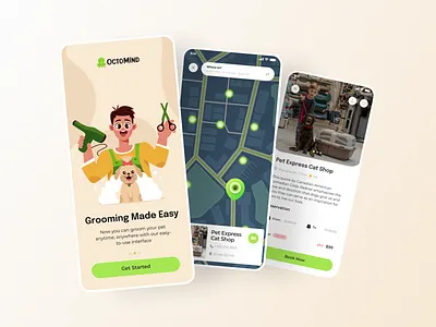Octomind - Pet Care Appointment App animal animal app application care cat clean clinic doctor dog mobile mobile app mobile ui pet pet app pet care screen ui uiux vet