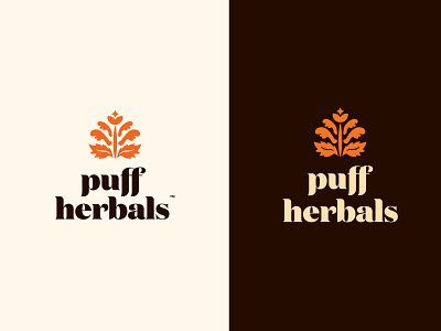 Puff Herbals–Vertical Logos brand identity branding design graphic design logo print typography vector
