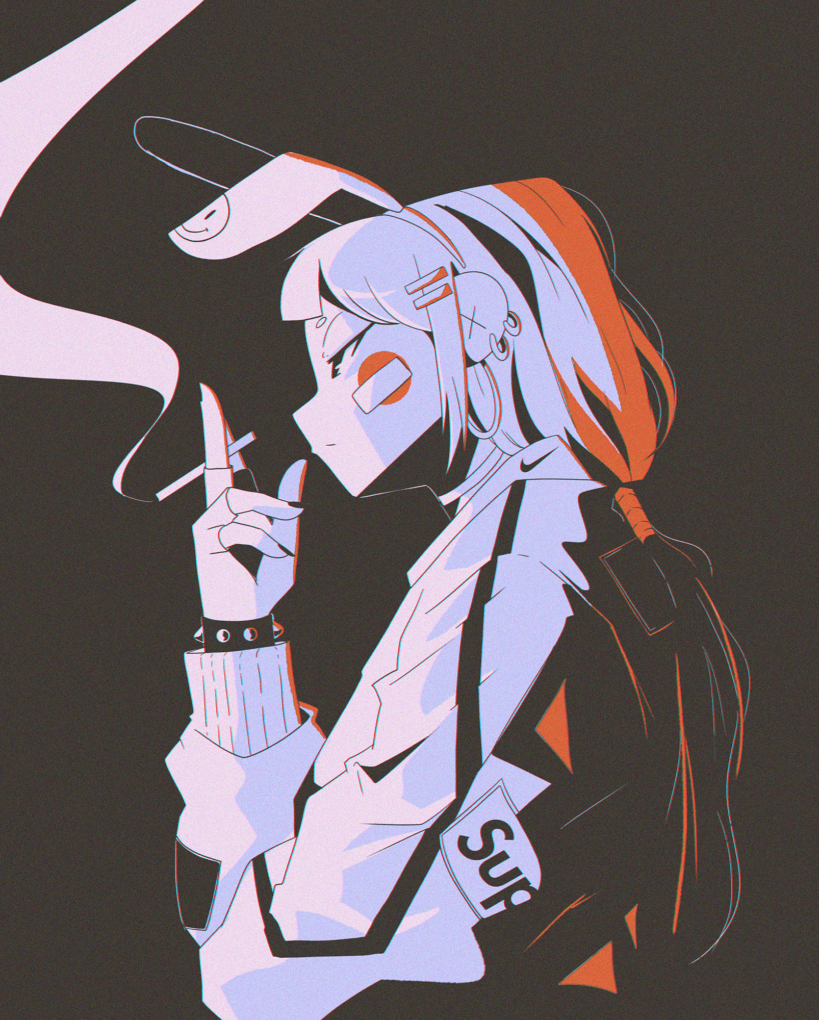 Thinking abstract anime design illustration ipad pro poster texture