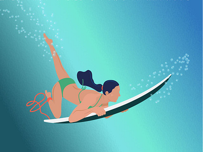 Surfing girl graphic design illustration sea surfing vector