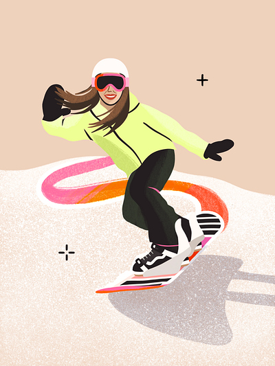 She Shreds animation female snowboarder illustration shredding snowboard snowboarding sports illustration