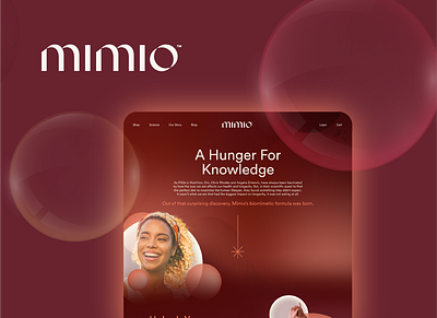Website Redesign for Mimio app bubbles figma healthcare maroon mimio nutrition peach redesign shopify supplements web design webflow