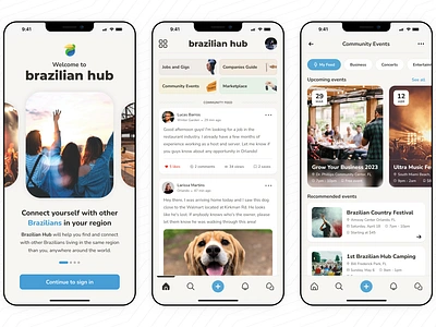 Brazilian Hub: a social network for Brazilian expats [studycase] app branding design mobile product design studycase ui ux