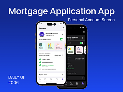 Personal account for a Mortgage Application App daily ui personal account