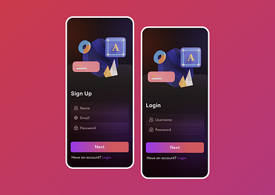 Login Screen UI 100daysuichallenge 3d app dailyui design glassmorphism gradient login signup ui vector