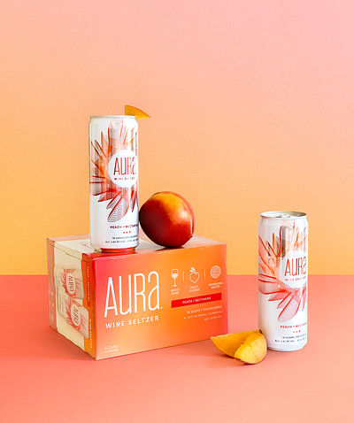Aura Wine Seltzer beverage packaging colorful gradient packaging packaging design seltzers wine