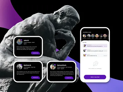 DIM • Design Hub Inbox • Mobile App app branding chat connect design designer graphic design illustration inbox logo messages minimalist modern purple social typography ui ux vector