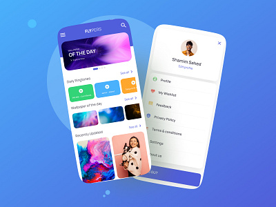 Wallpaper and Content Based App UIUX ai app app app ui kit content app design figma flutter flutter app free app illustration modern flutter app multimedia app ringtone app ui kit wallpaper wallpaper app zedge app