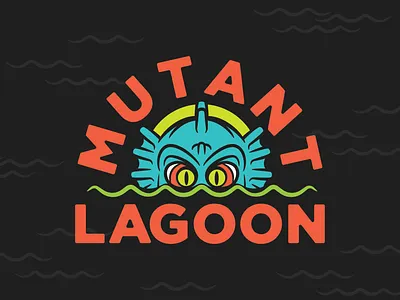 Mutant Lagoon - Creature Badge animation apparel badge black lagoon branding character creature design drawing hotel illustration logo monster mutant lagoon retro studio swamp vintage water