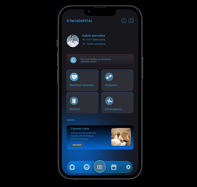 Darkmode UI 3d blue dark design figma graphics hospital iphone psd ui user interface