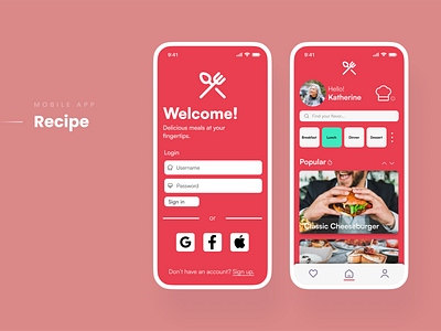 "Recipe App" Concept animation concept design graphic design mock up product design ui