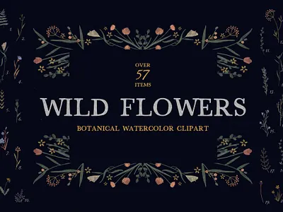 Watercolor Flowers & Leaves minimal wedding