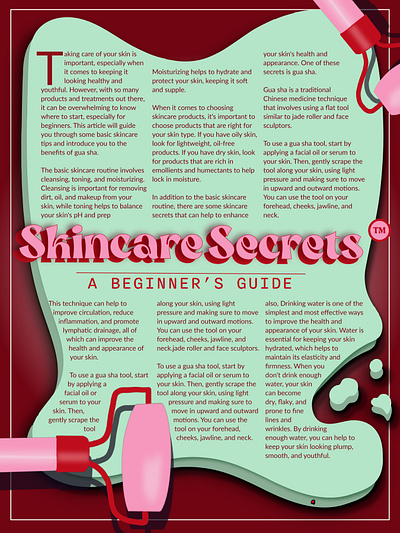 Project: Skincare Secrets article design design editorial design graphic design illustration