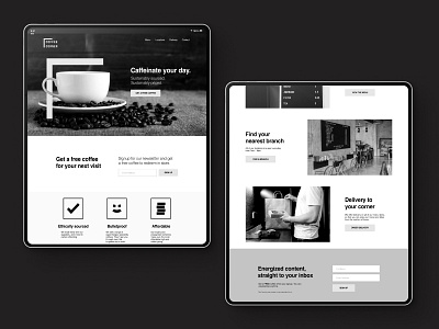 Coffee Corner Landing Page (B&W concept) concept website design graphic design landing page ui ui design ui layout uiux ux web design web ui website design