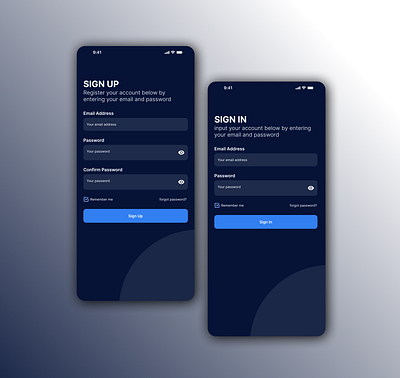 SIGN UP & SIGN IN PAGE dailyui logindesign mobileapp registerdesign ui uidesign ux uxdesign