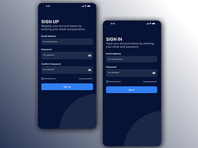 SIGN UP & SIGN IN PAGE dailyui logindesign mobileapp registerdesign ui uidesign ux uxdesign