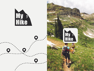 Logo for app // My hike 2d abstract app brand design flat health hike hiking logo mountains navigation vector weekly prompt