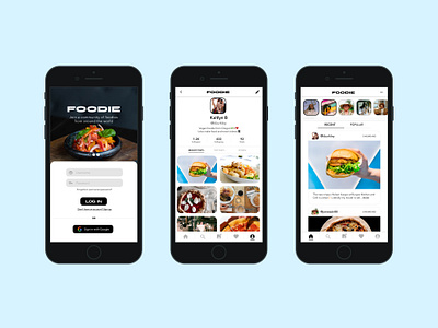 Foodie Mobile App Concept branding design graphic design logo mobile app mobile app ui mobile design mobile ui social app ui ui design ui layout