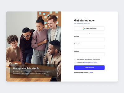 Sign-up page - Daily UI 001 001 auth create account dailyui dribbble figma form interaction design log in login minimal minimalism sign up signup split screen ui user interace ux web design