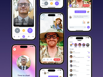 Friendly App - Mobile UI/UX Design chat dating friendship messaging mobile app ui ux video call video chat