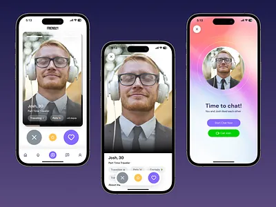 Friendly App - Mobile Discover and Match Page dating friendship match mobile app ui ux