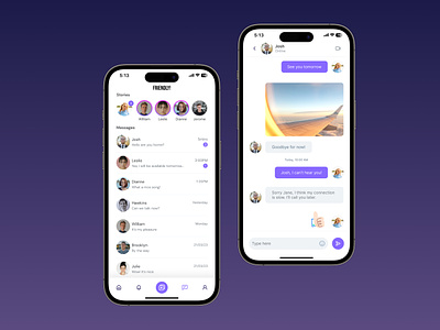 Friendly App - Mobile Messaging Page chat dating friendship messaging mobile app ui ux