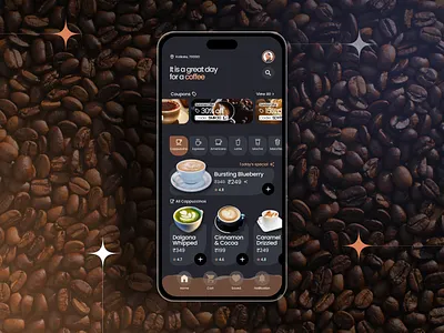 Cafe App Home Screen app app screens cafe cafe app coffee ui ux
