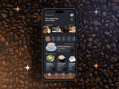 Cafe App Home Screen app app screens cafe cafe app coffee ui ux