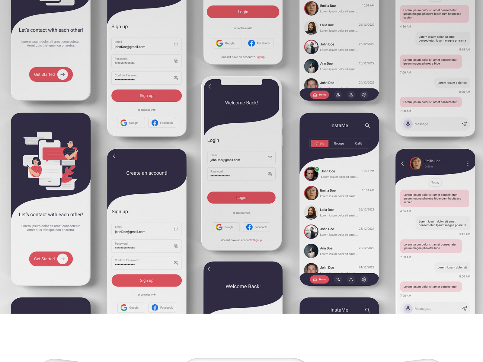 Chat app ui design by Menna Sayed on Dribbble