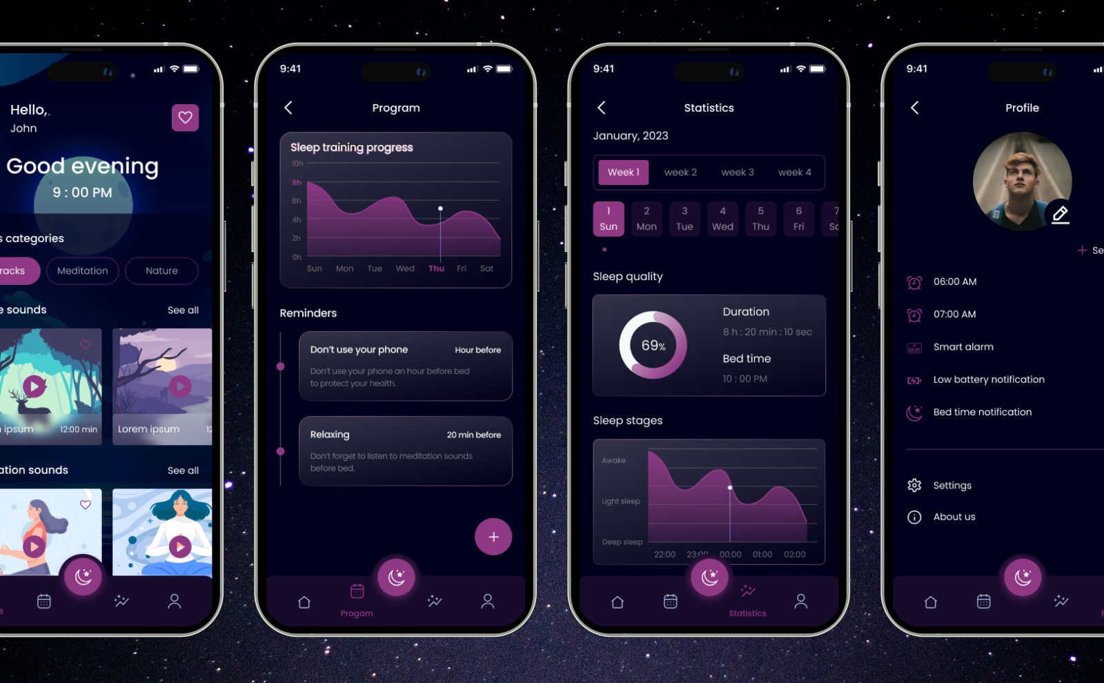 Sleep tracker app ui design by Menna Sayed on Dribbble