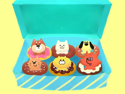 Animals donuts set animal cat chibi cute cute art cute illustration design dog donut food funny illustration pop pop art popart