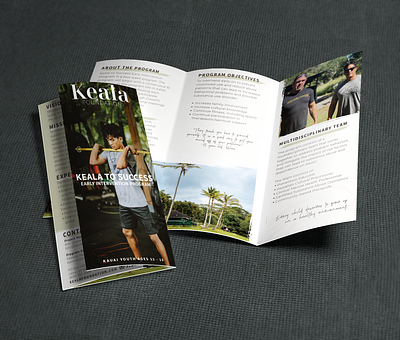 Keala Foundation program tri-fold brochure branding design graphic design indesign tri fold brochure typography