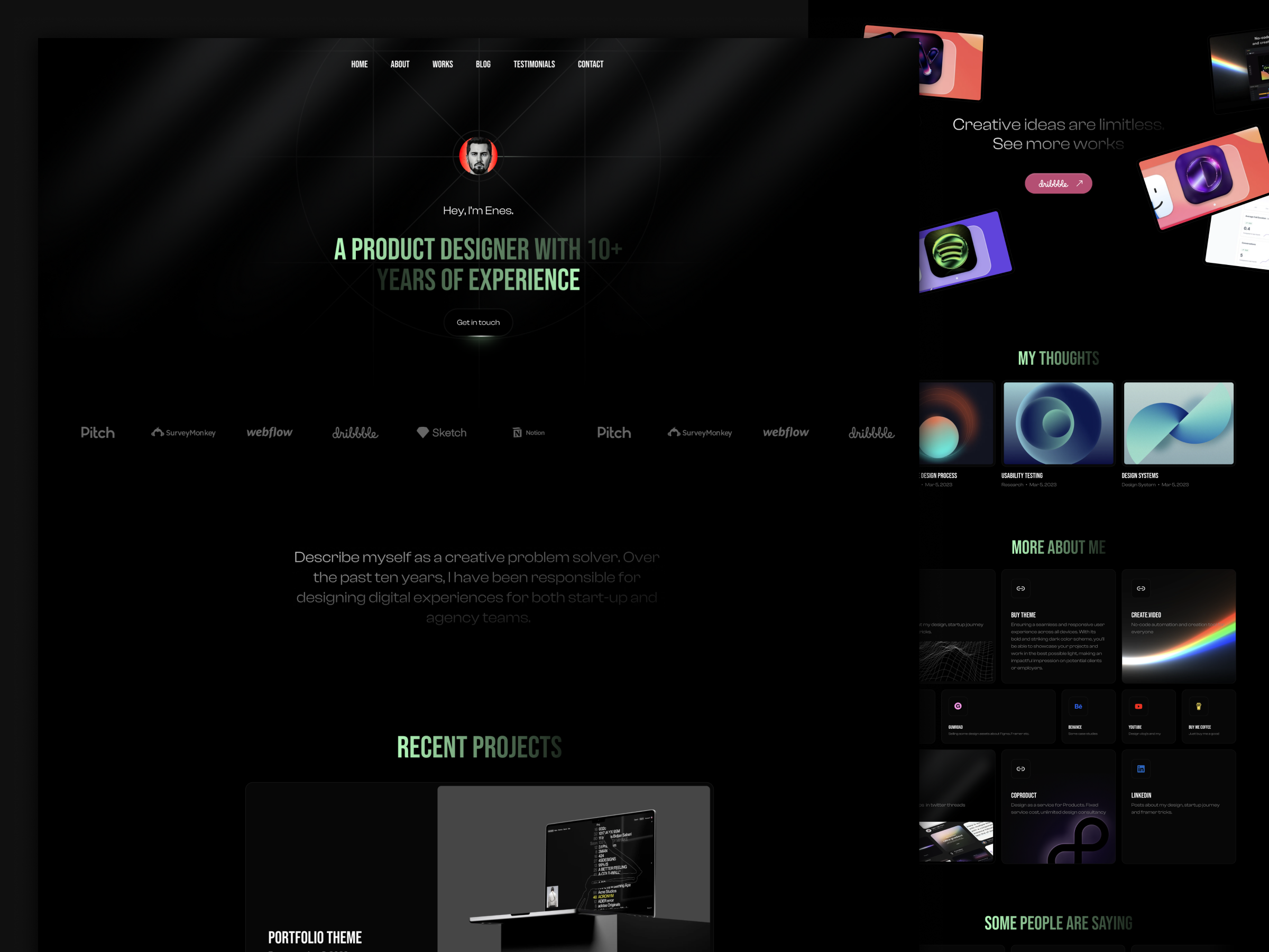 Spark Framer Portfolio Template dark interface dark landing page dark theme framer gloss gradient interaction landing page motion portfolio portfolio template shine template theme webflow webflow template