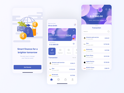 Smart Finance design app branding design figma graphic design mobile mobile app ui uiux vector