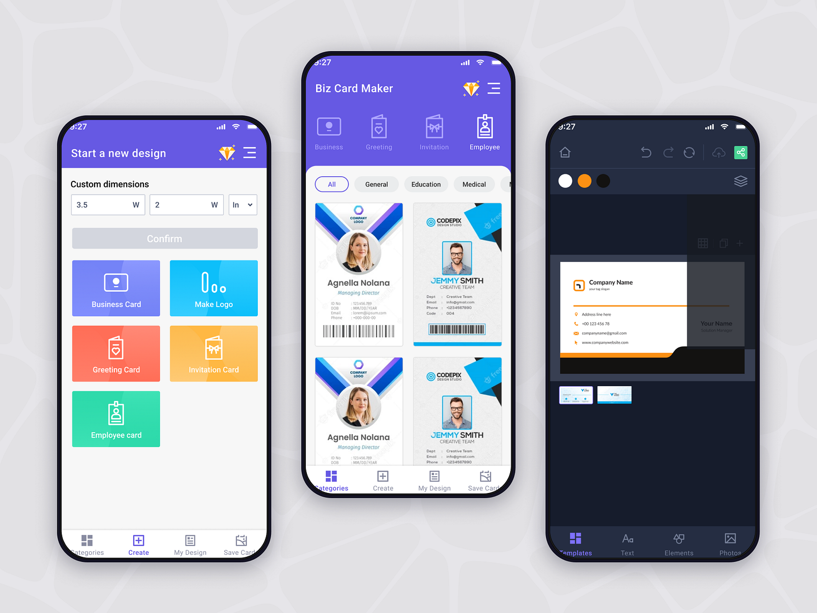 Business Card Maker App Design UI by Shakeel Hussain on Dribbble
