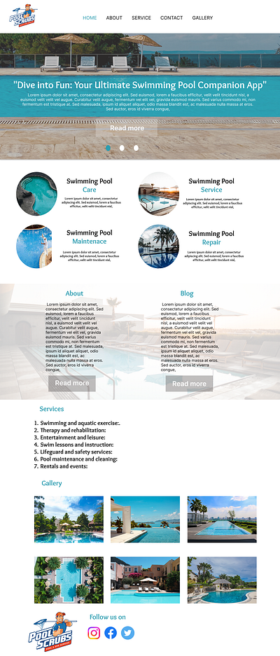 Swimming pool service website mockup branding figma hi fidelity swimming pool typography ui ux website