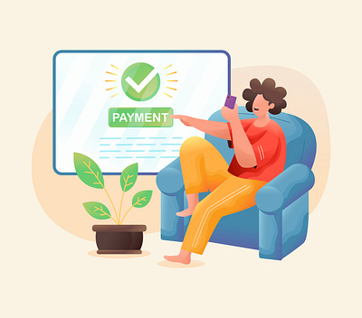 Online Payment Illustration Concept illustration man online payment payment sofa success