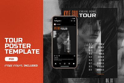 Tour Poster + IG Template alt alternative artist creativemarket design graphic design hiphop music musicians photoshop pop rock template touring