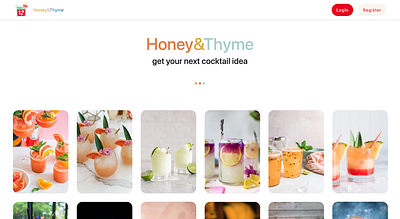 Honey&Thyme Pinterest Clone for cocktails full stack ui design web design web development