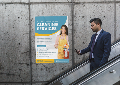 Simple Corporate Cleaning Service Poster branding canva canvatemplate design design graphic v graphic design