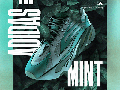 Sneakers Poster design | Adidas adidas design green leaves mint photoshop poster sneaker