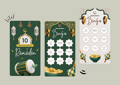 Hijau Emas Krem Modern Ramadan Bingo Instagram Story branding canva canvatemplate design design graphic v graphic design logo