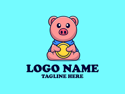 Cute Piggy illustration logo logocompany pig