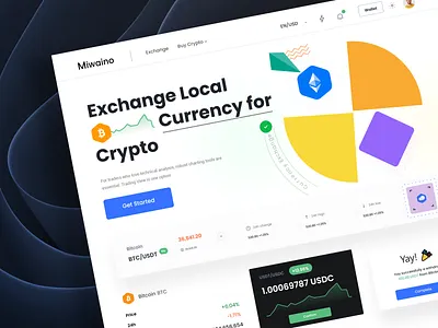 Crypto Exchange Website crypto wallet currency exchange exchange financial web ui homepage interface landing page nftmarketplace web app web design website website design